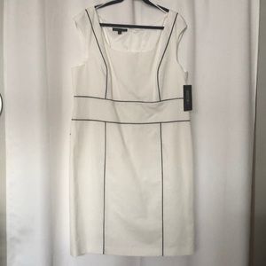 White with Black Detail Lafayette 448 Shift Dress